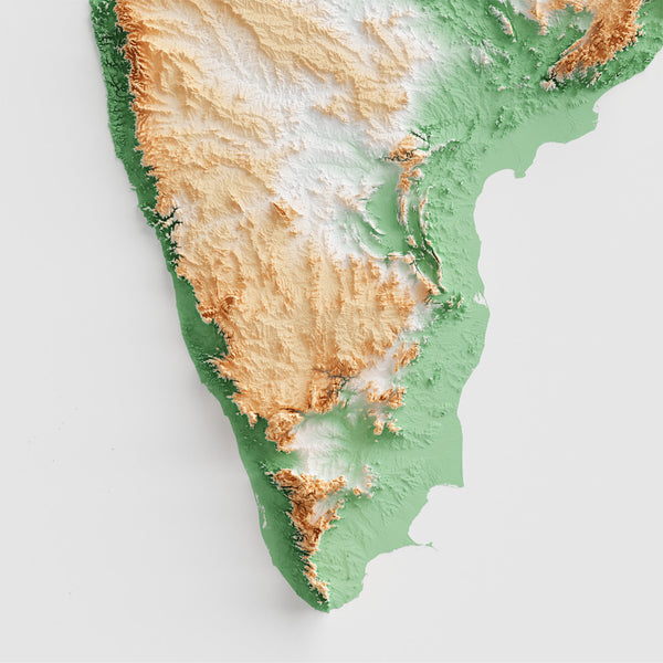 India Shaded Relief Colourized (Flag Colours)