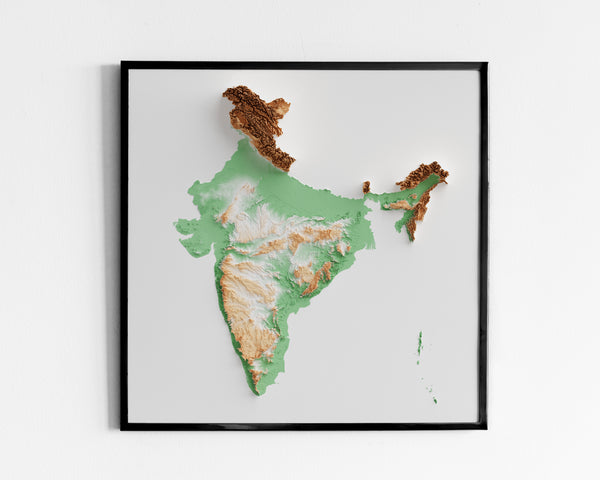 India Shaded Relief Colourized (Flag Colours)