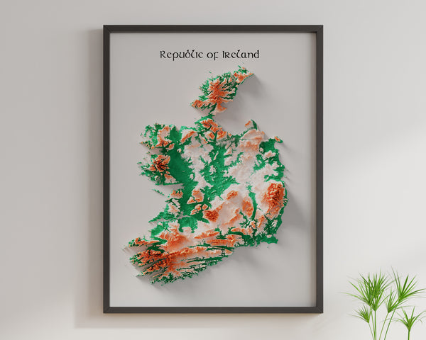 Republic of Ireland Shaded Relief Colourized (Official Colours)