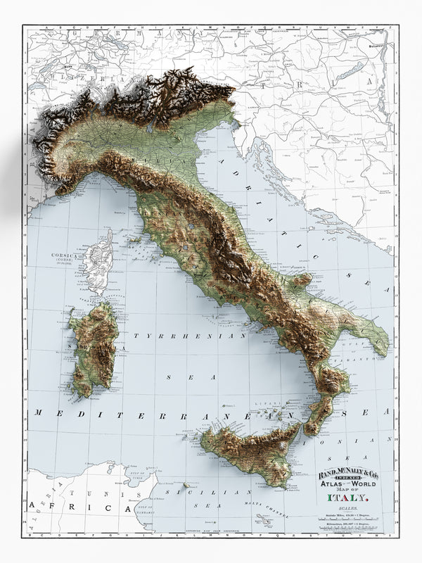 Italy Vintage Topographic Map (c.1891)