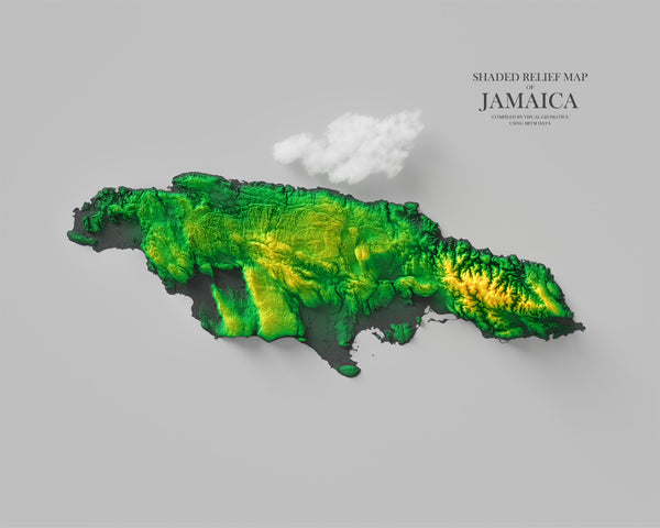 Jamaica Shaded Relief Colourized (Official Colours)