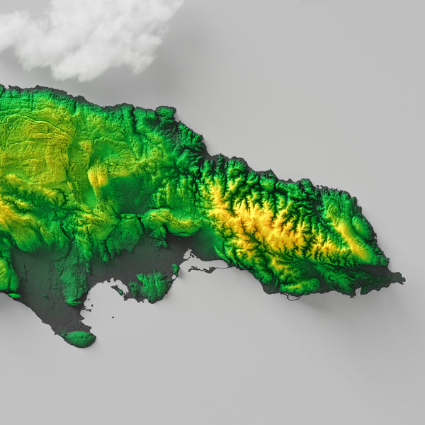 Jamaica Shaded Relief Colourized (Official Colours)