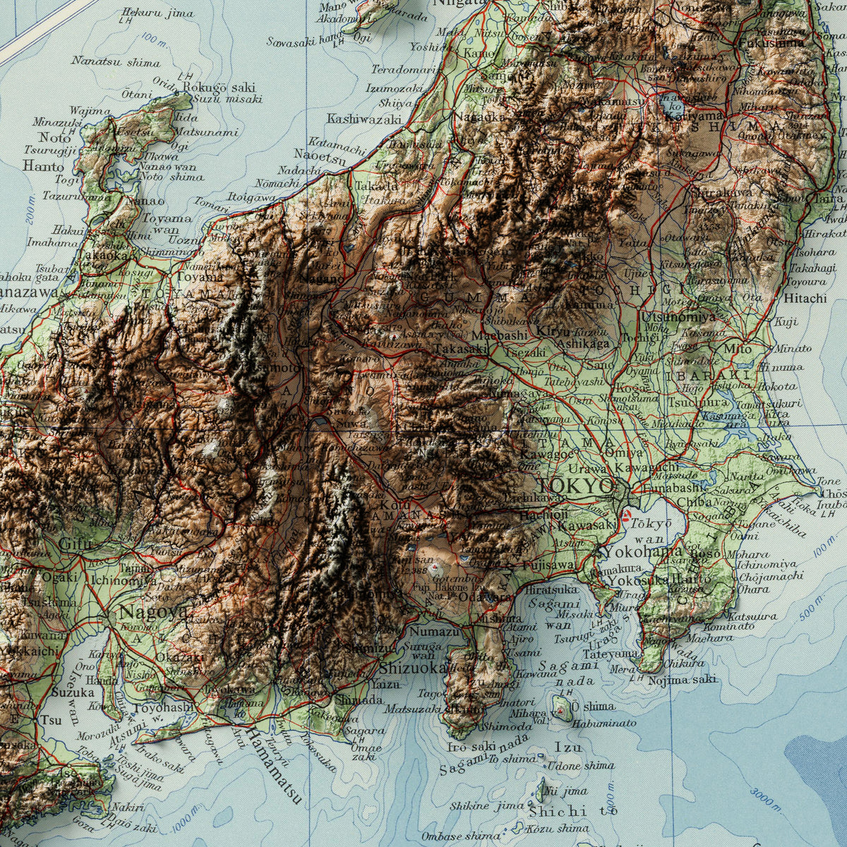 Japan Topographic Map c. 1958 Visual Wall Maps Studio