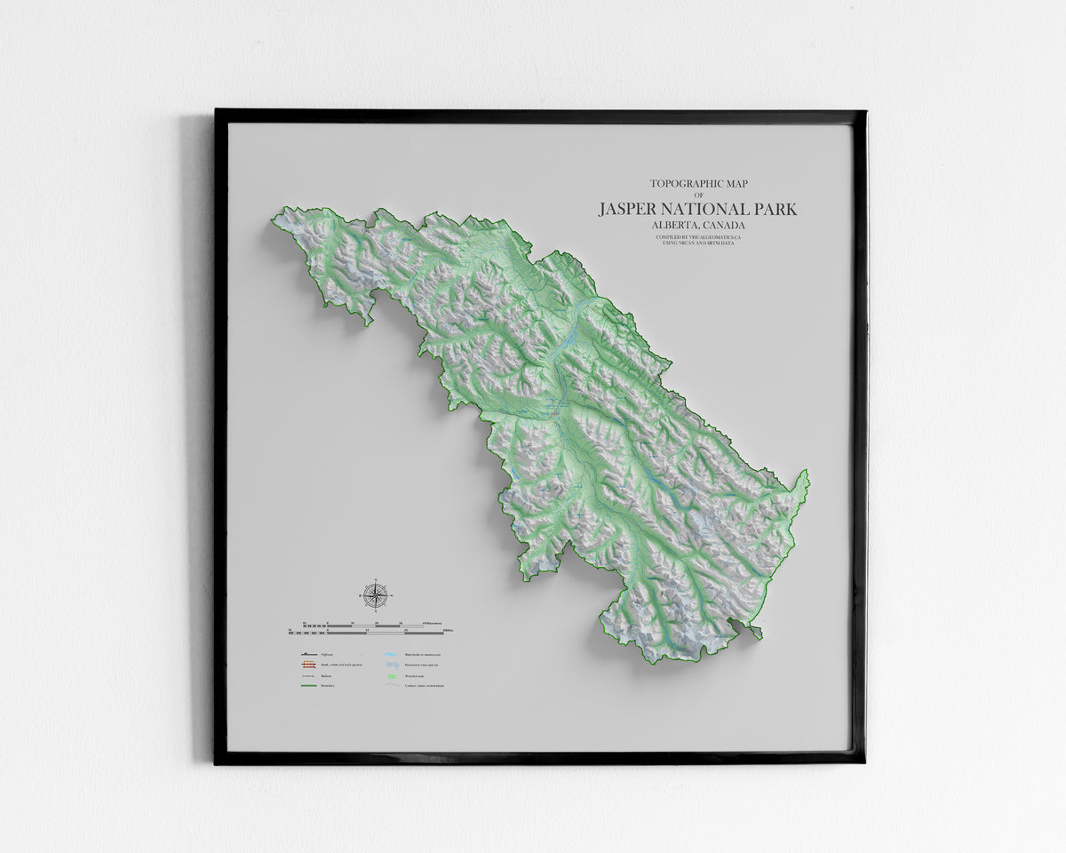 Jasper National Park Topographic Map – Visual Wall Maps Studio