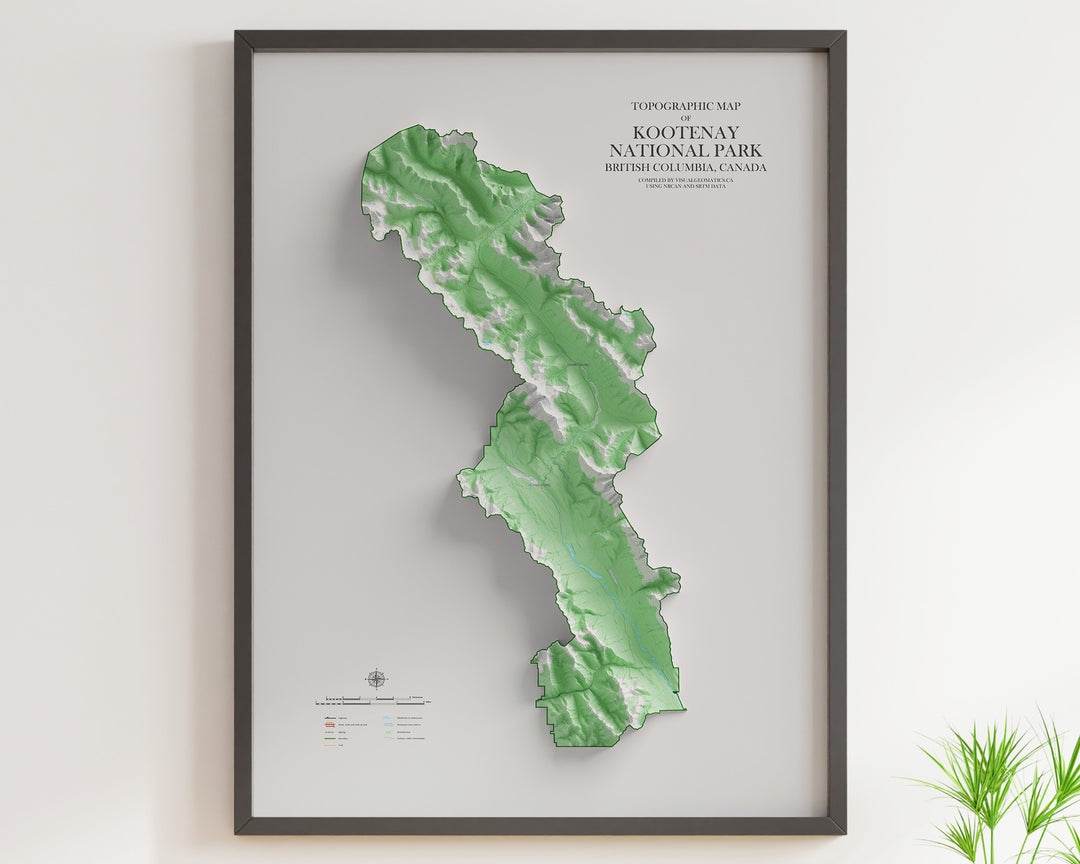 Kootenay National Park Topographic Map – Visual Wall Maps Studio