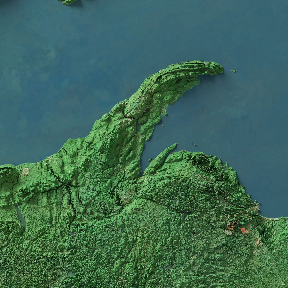 Lake Superior Imagery Shaded Relief – Visual Wall Maps Studio