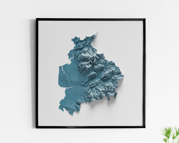Lancashire County Shaded Relief