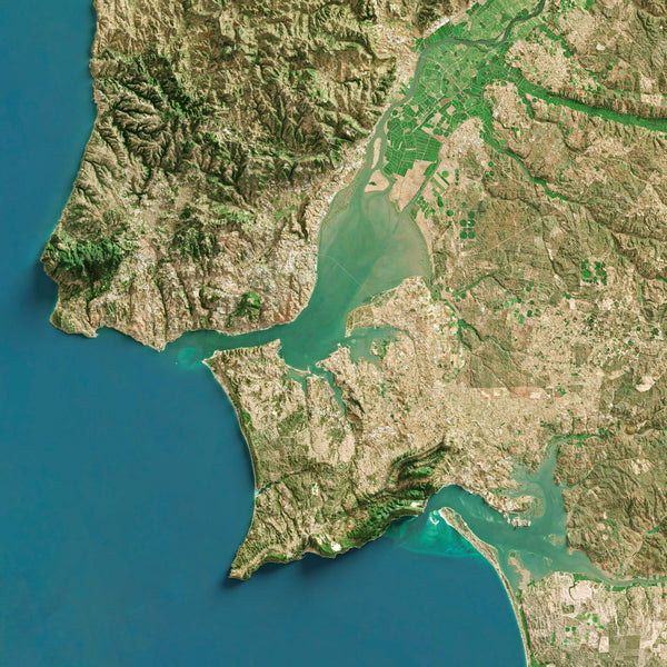 Lisbon, Portugal Imagery Shaded Relief