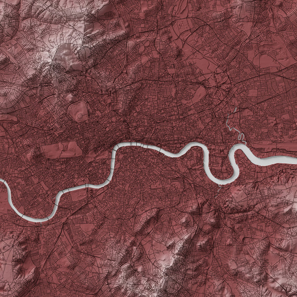 London England Shaded Relief Map