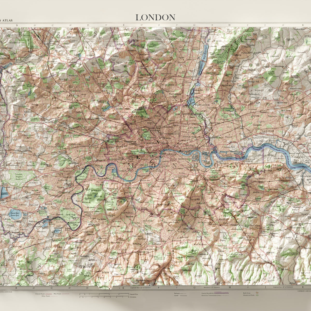 London Vintage Topographic Map – Visual Wall Maps Studio