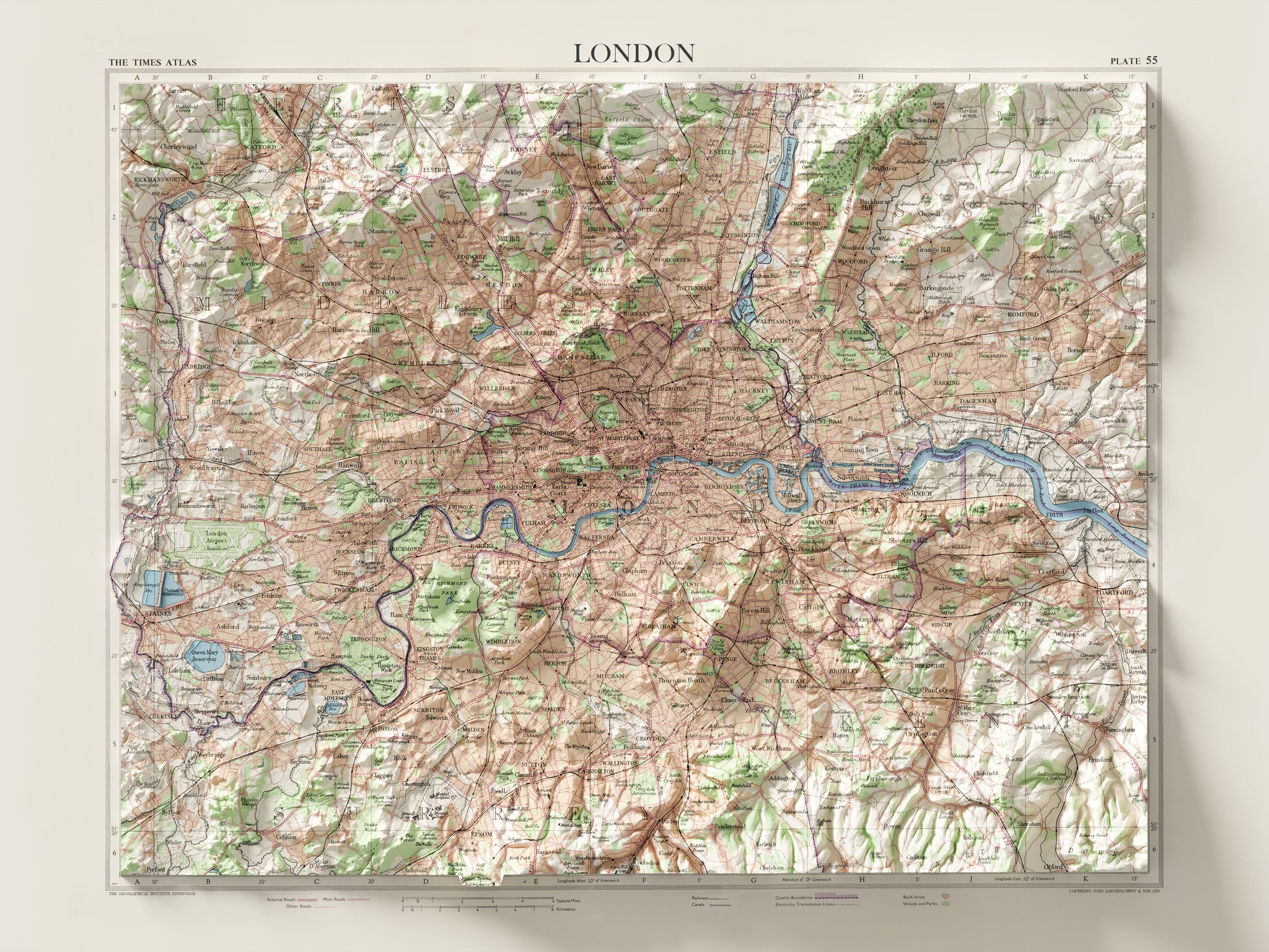 London Vintage Topographic Map – Visual Wall Maps Studio