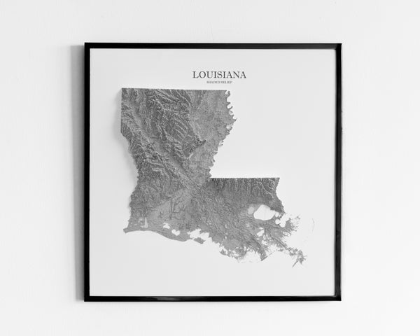 Louisiana Shaded Relief (Black & White)