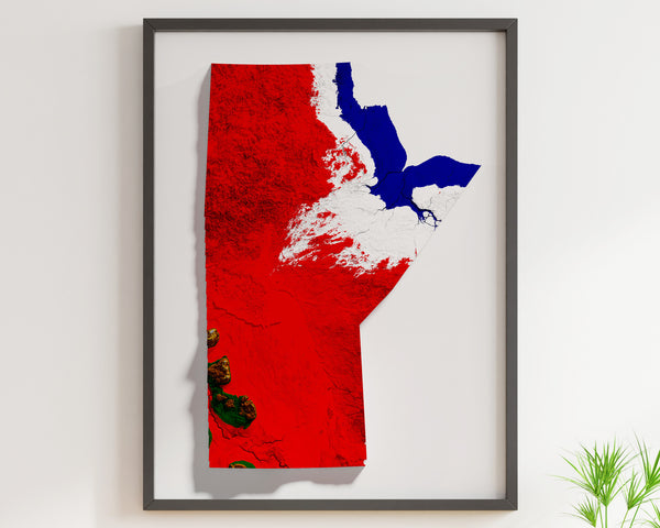 Manitoba Shaded Relief Colourized (Provincial Colours)