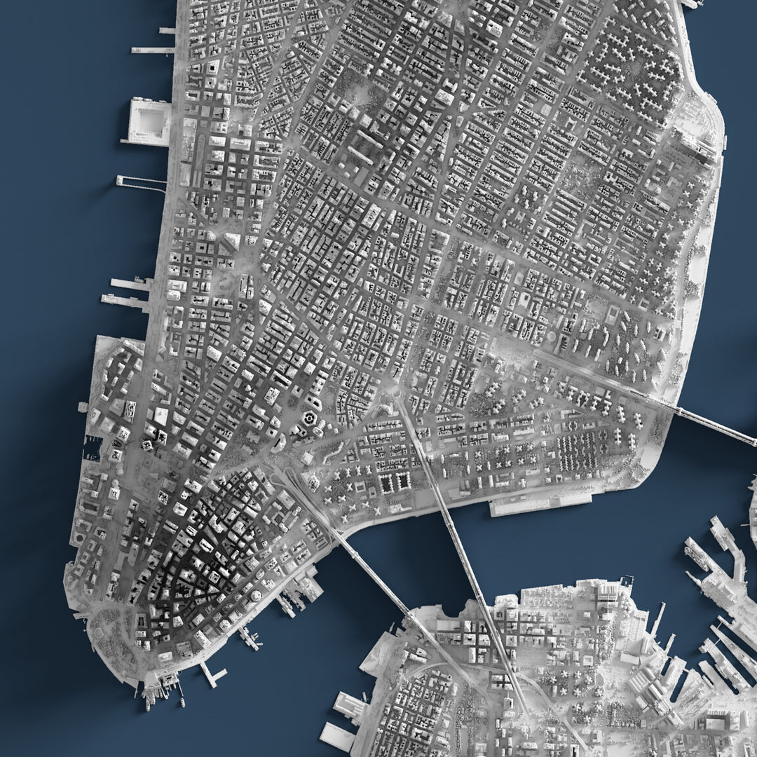 Manhattan Routing Visual Manhattan Shaded Relief – Visual Wall Maps Studio