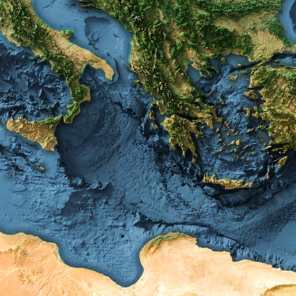 Mediterranean Sea Imagery Shaded Relief