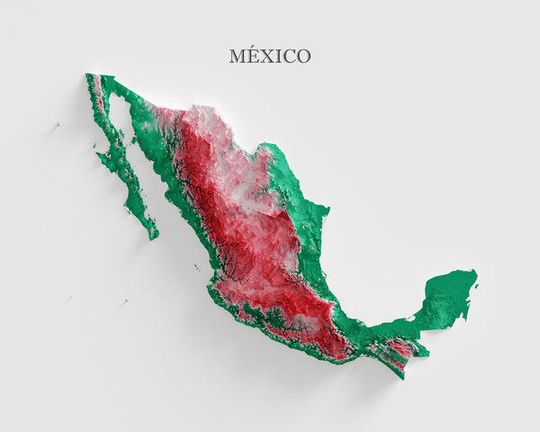 Mexico Shaded Relief Colourized (Official Colours)