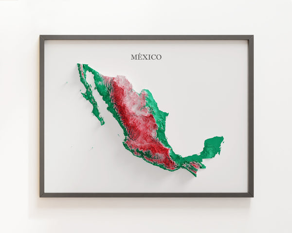 Mexico Shaded Relief Colourized (Official Colours)