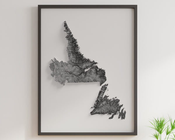 Newfoundland and Labrador Shaded Relief (5 Variations)