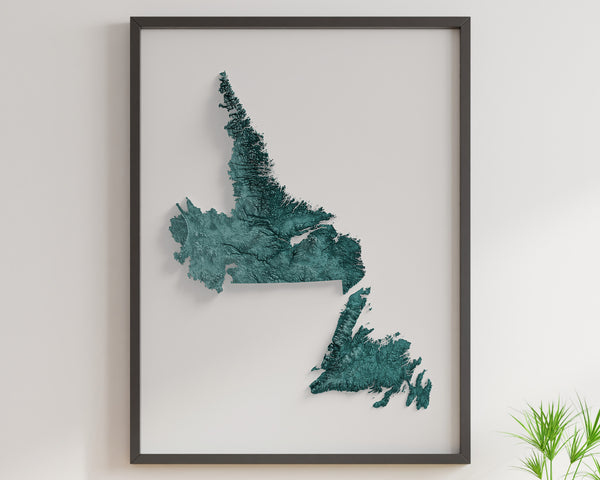 Newfoundland and Labrador Shaded Relief (5 Variations)