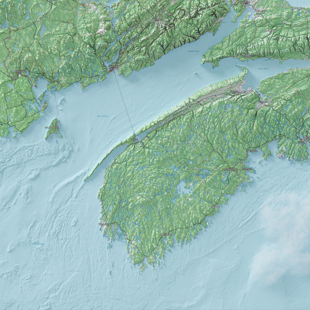 Nova Scotia Topographic Map Visual Wall Maps Studio