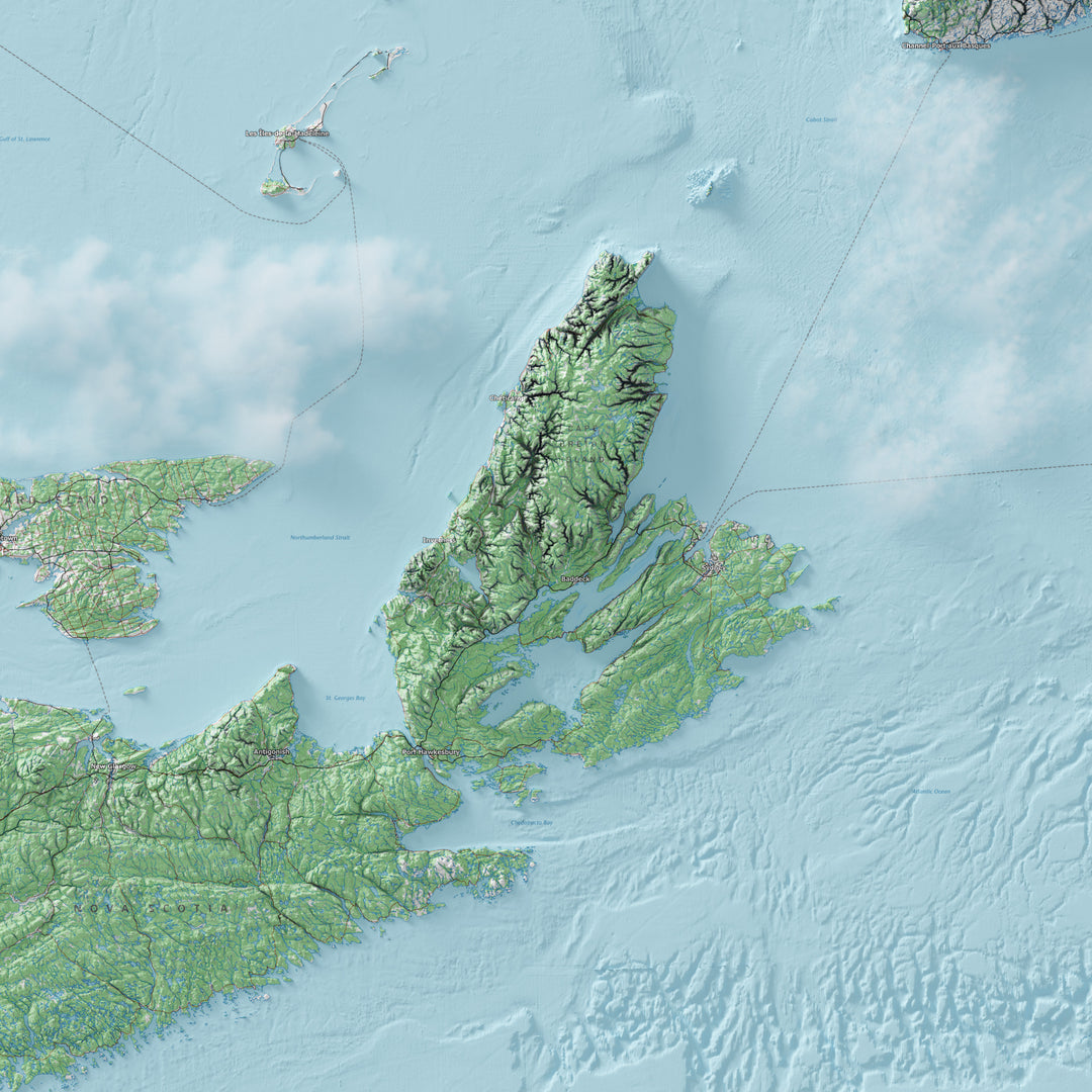 Nova Scotia Topographic Map Visual Wall Maps Studio