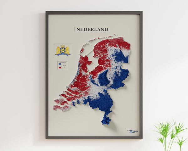 Netherlands Shaded Relief Colourized (Official Colours)