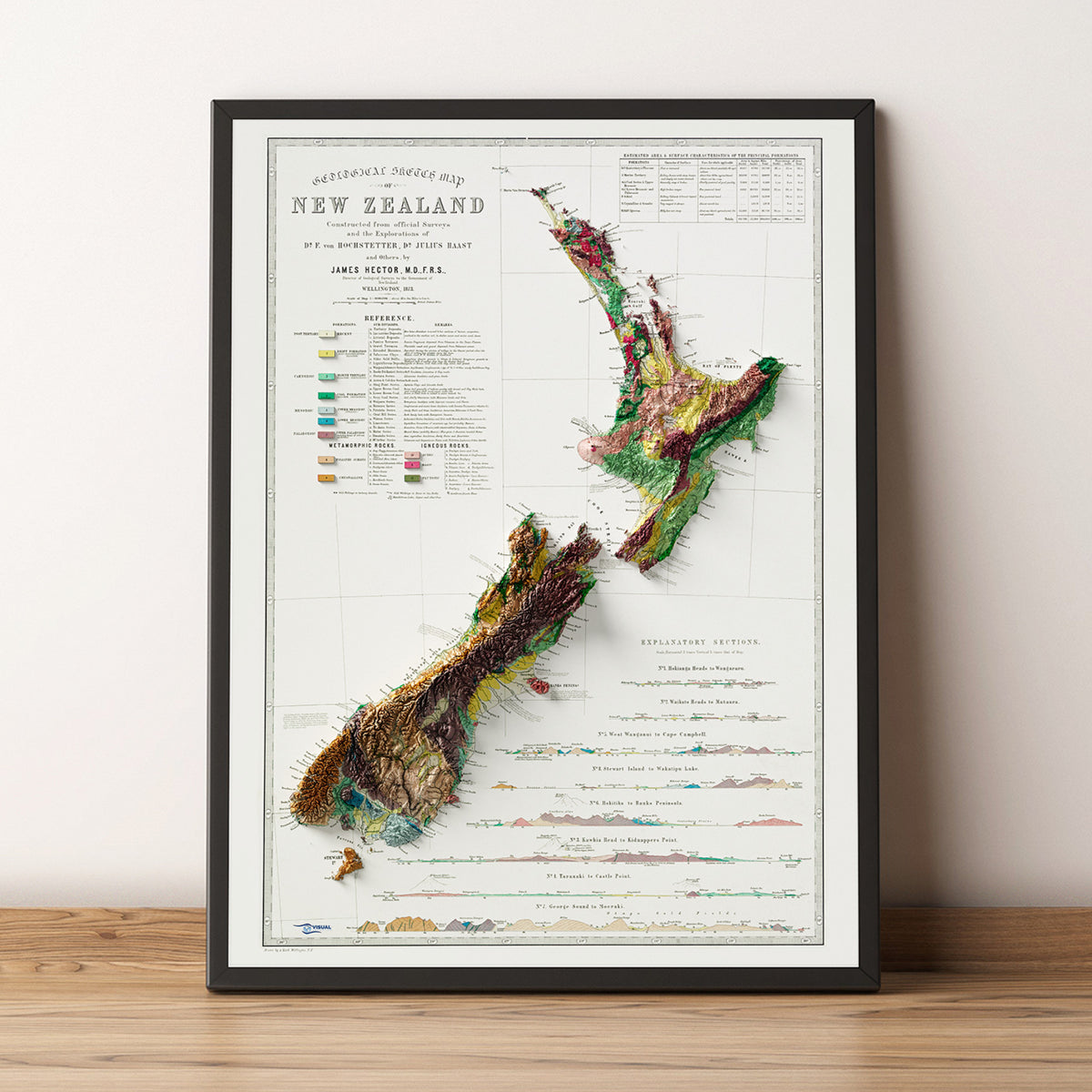 Geological Map of New Zealand (c.1873) – Visual Wall Maps Studio