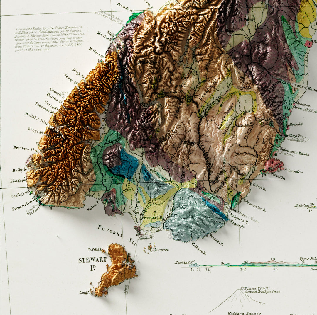 Geological Map Of New Zealand (c.1873) – Visual Wall Maps Studio