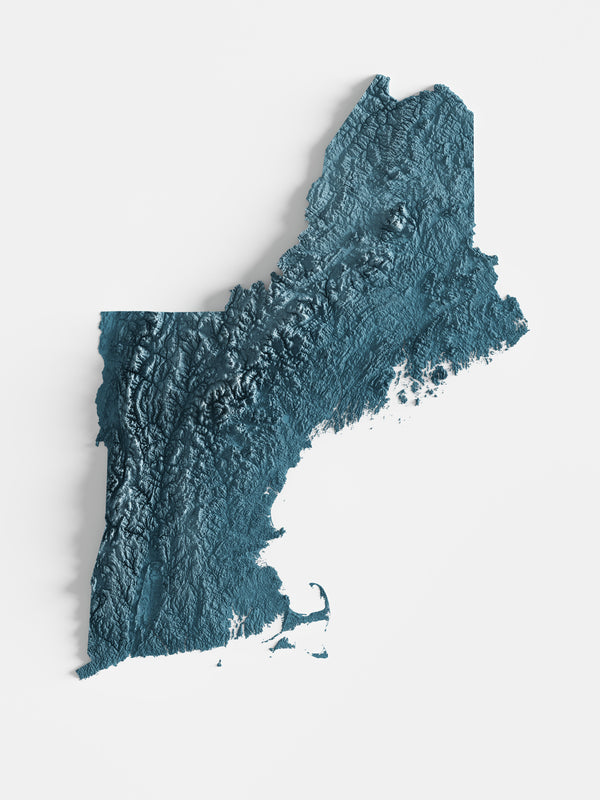 New England States Shaded Relief