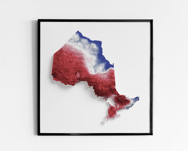 Ontario Shaded Relief Colourized (Provincial Colours)