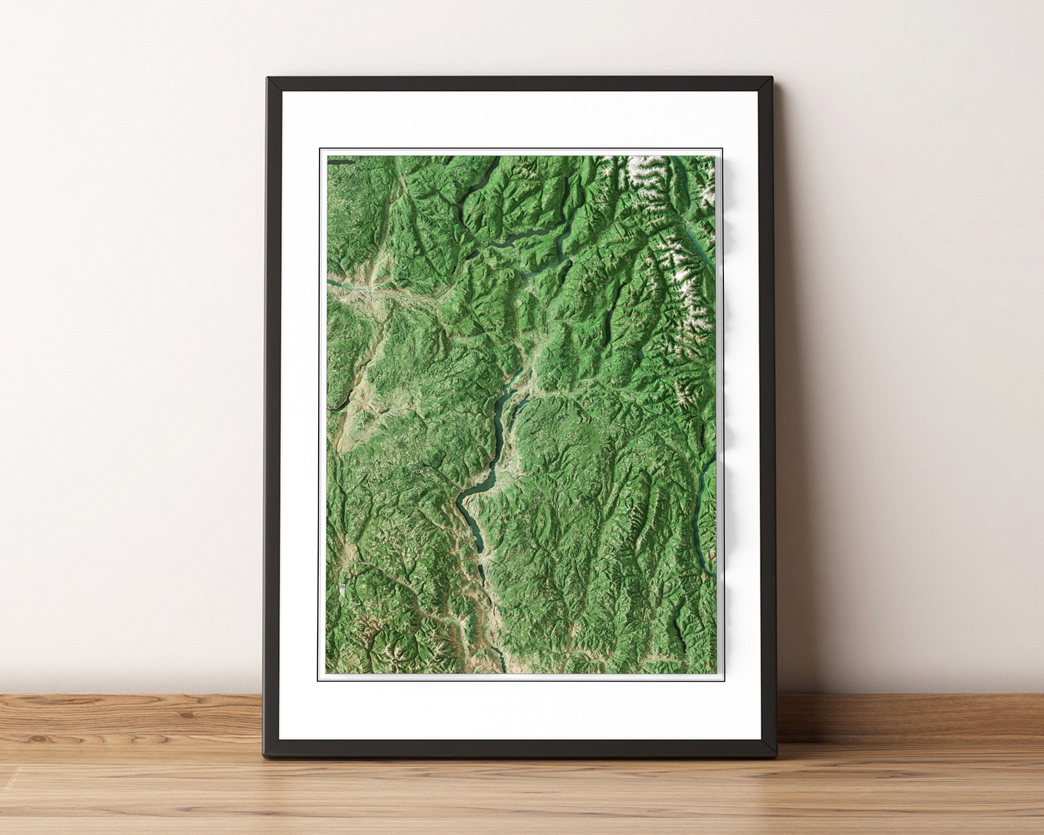 Okanagan Valley Imagery Shaded Relief – Visual Wall Maps Studio