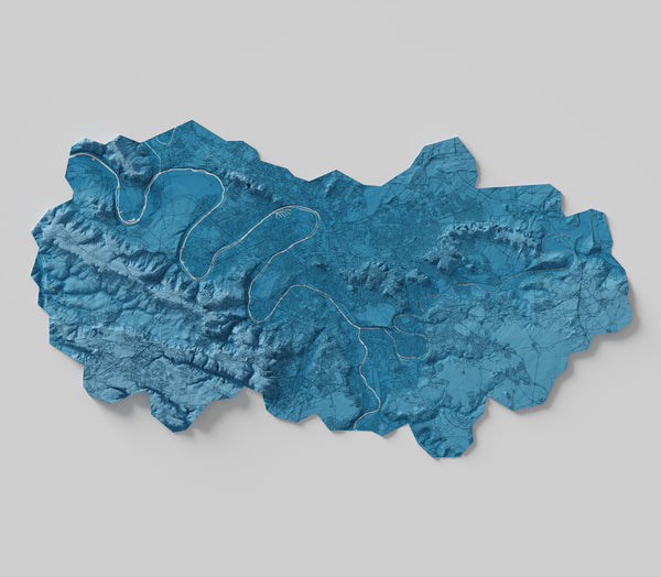 Paris France Shaded Relief Map