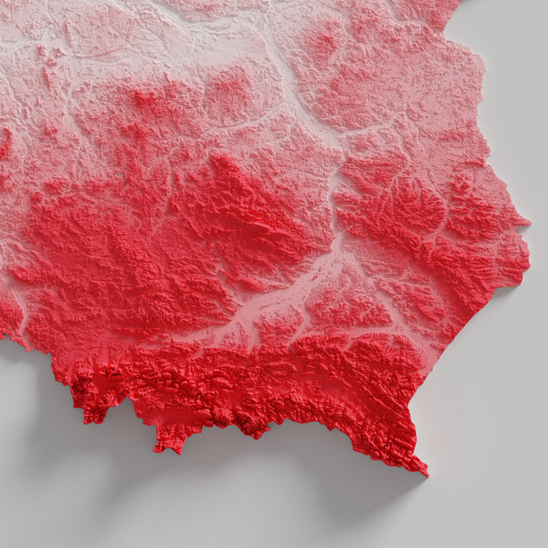 Poland Shaded Relief Colourized (Flag Colours)