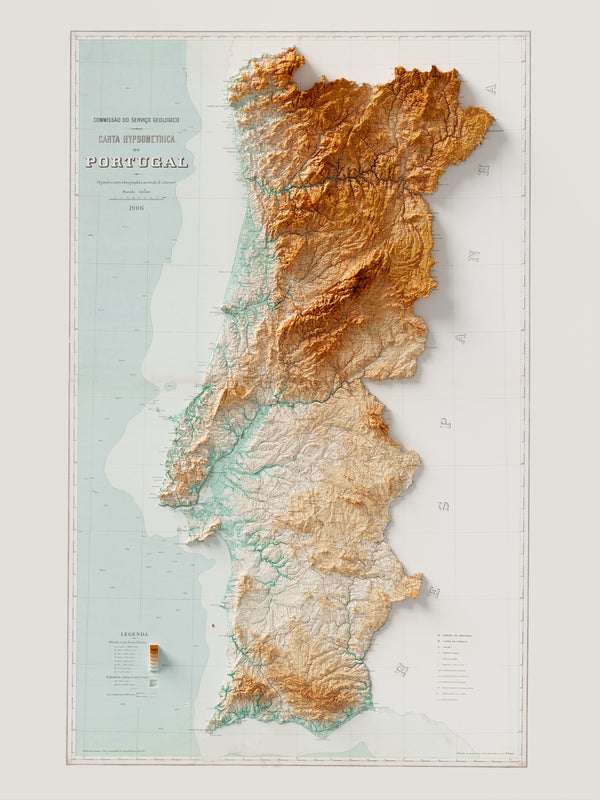 Hypsometric Map of Portugal (c.1906)