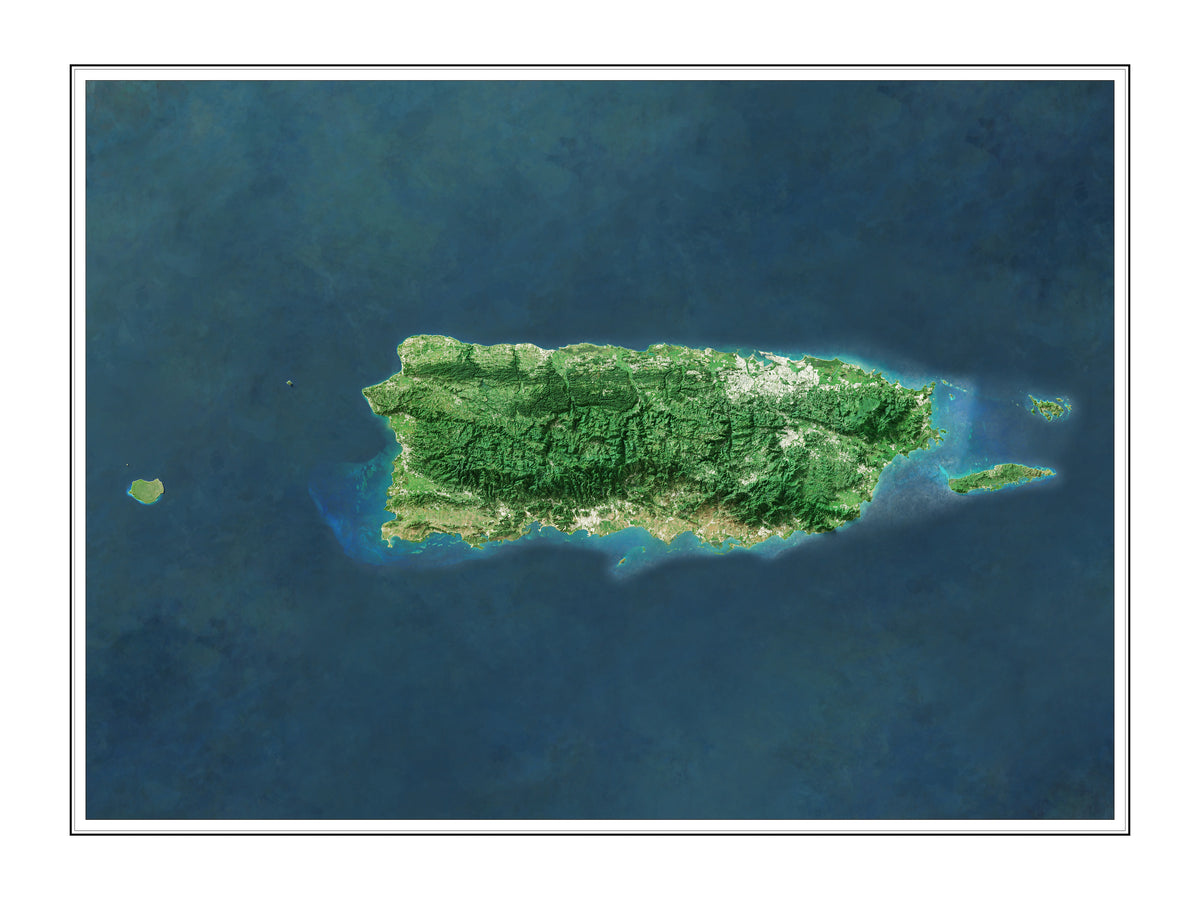Puerto Rico Imagery Shaded Relief – Visual Wall Maps Studio