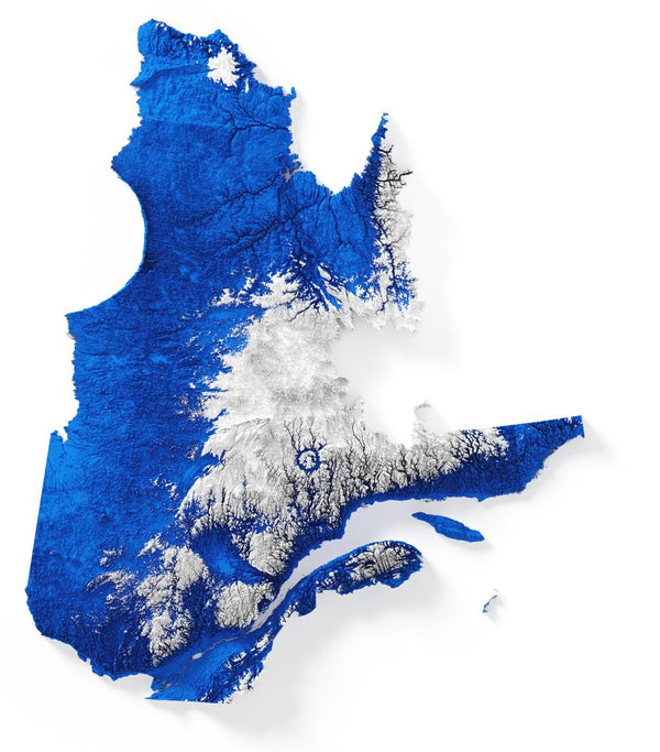 Quebec Shaded Relief Colourized (Provincial Colours)