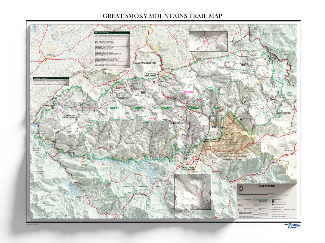 Great Smoky Mountains Trail Map – Visual Wall Maps Studio