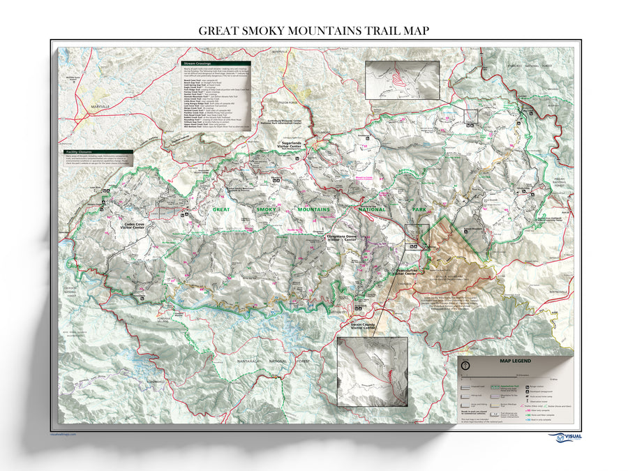 Great Smoky Mountains Trail Map – Visual Wall Maps Studio