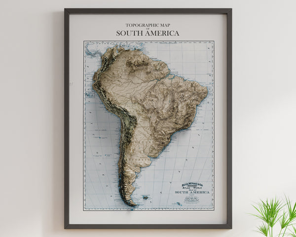 Topographic Map of South America (c.1895)