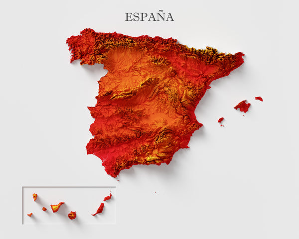 Spain Shaded Relief Colourized (Official Colours)