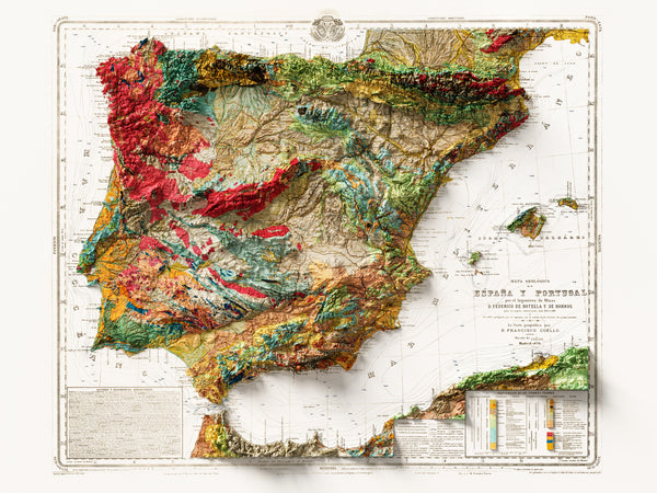 Geological Map of Spain and Portugal (c.1879)