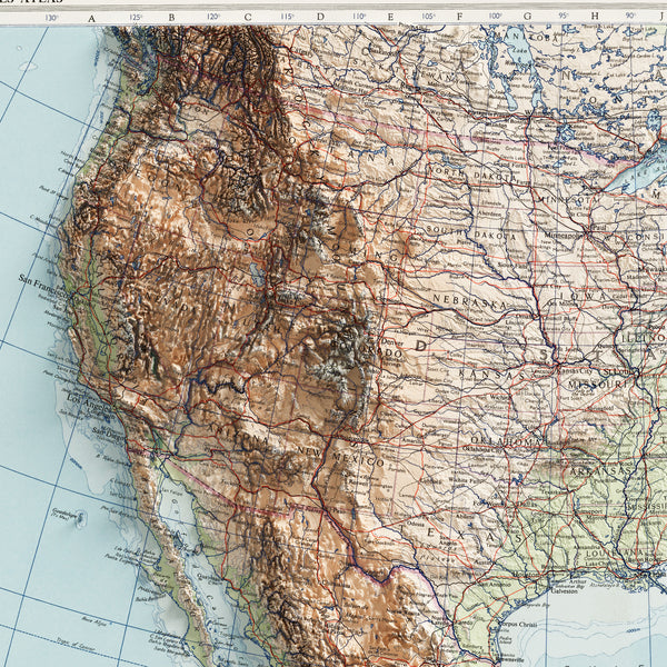 Topographic Map of U.S.A., Mexico and Central America