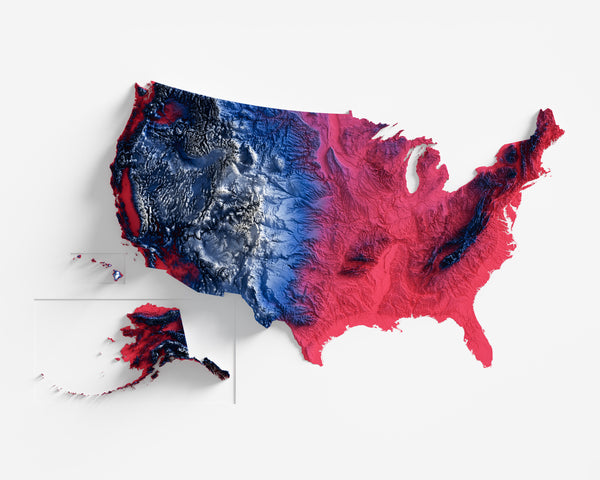 USA Shaded Relief Colourized (Official Colours)
