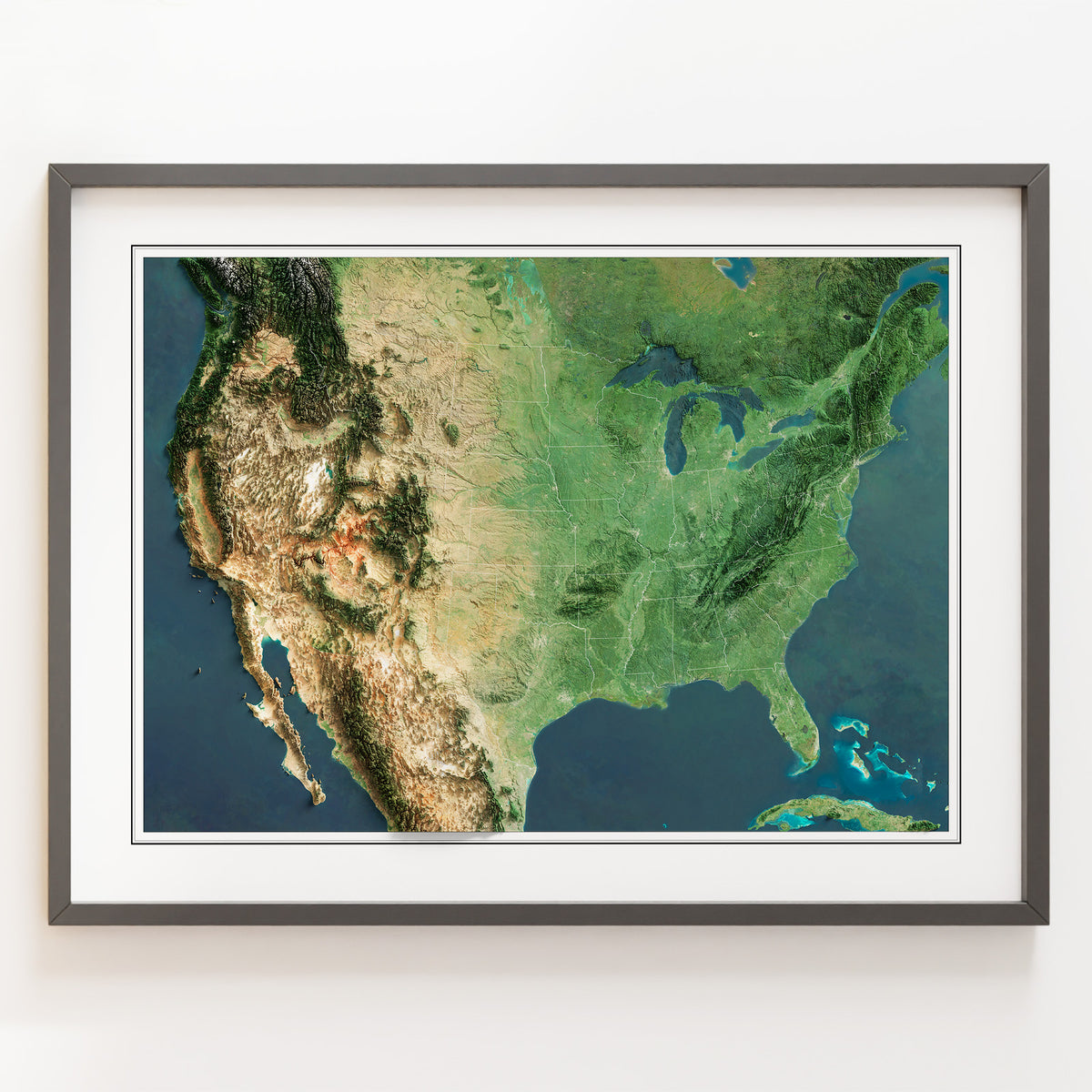 USA (Contiguous) Imagery Shaded Relief – Visual Wall Maps Studio