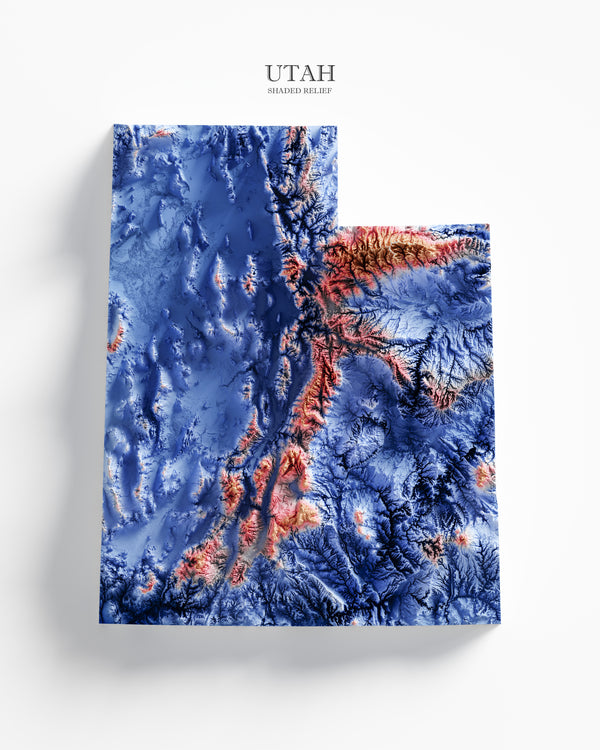 Utah Shaded Relief (State Flag Colors)