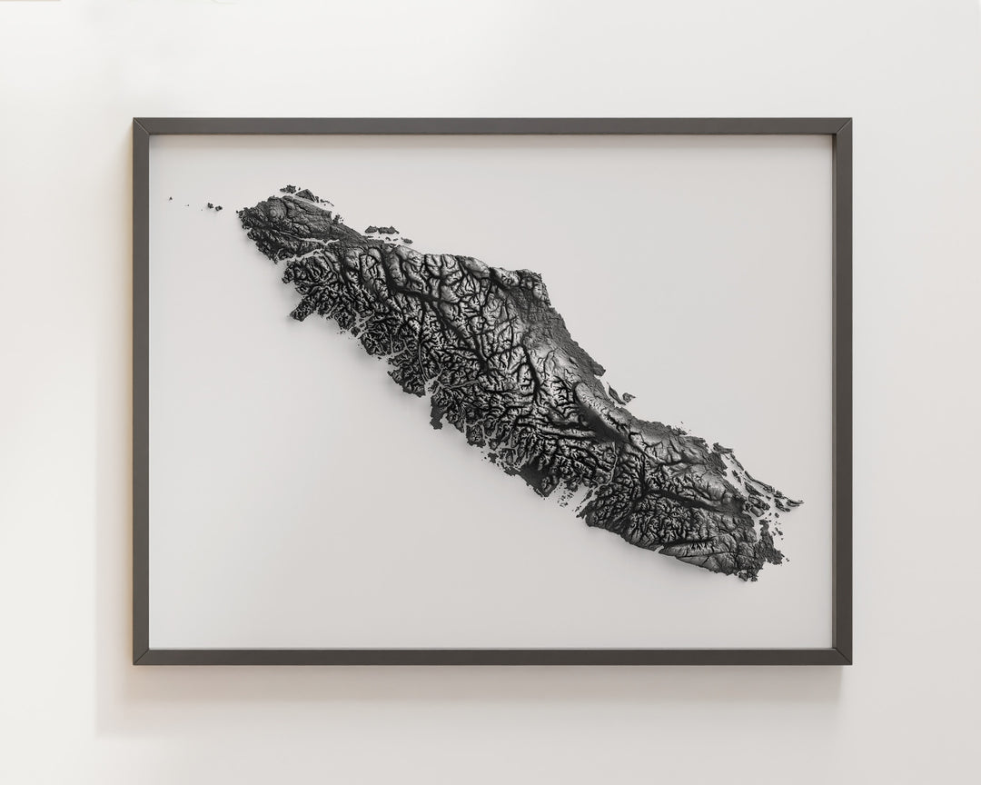Vancouver Island Shaded Relief (5 Variations) – Visual Wall Maps Studio
