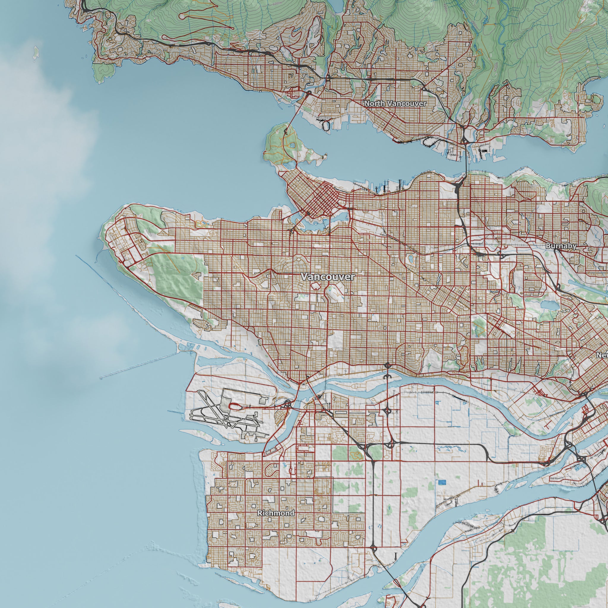 Vancouver Topographic Map – Visual Wall Maps Studio