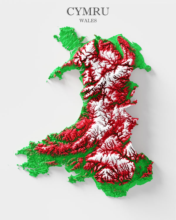 Wales Shaded Relief Colourized (Official Colours)
