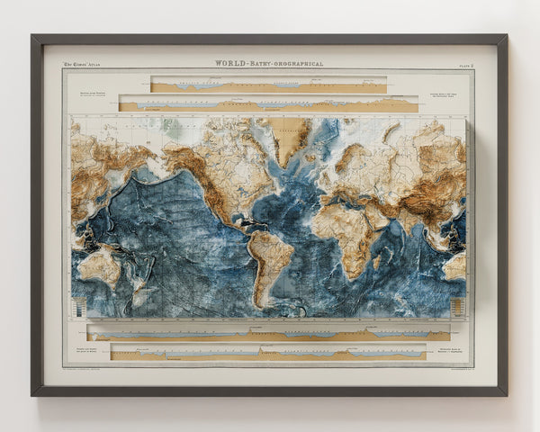 World Bathymetry Vintage Map