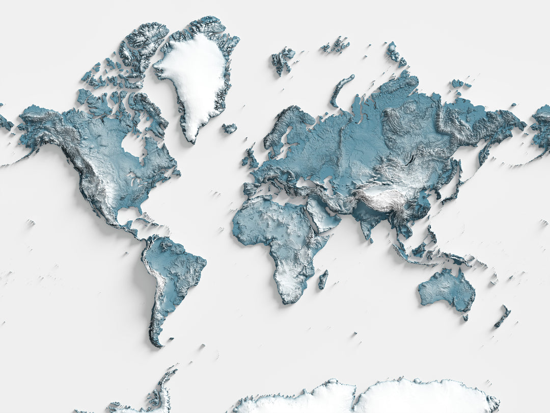 World Map Visual Search The World Shaded Relief Map – Visual Wall Maps Studio